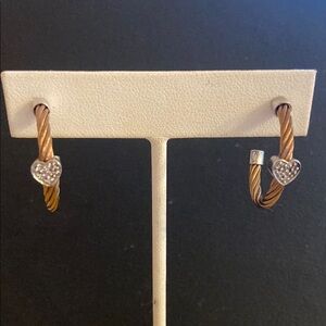 Rose gold stainless steel and sterling Silver Heart Earrings